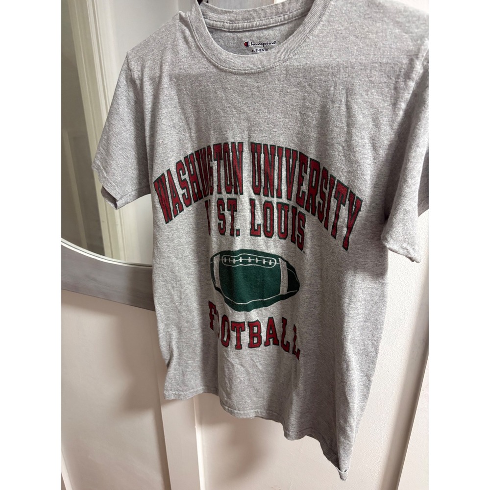 Champion Washington University St Louis Football T-Shirt Gray Mens Small